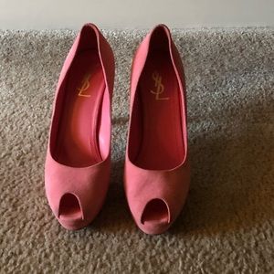 YSL Pink Peep Toe Heels